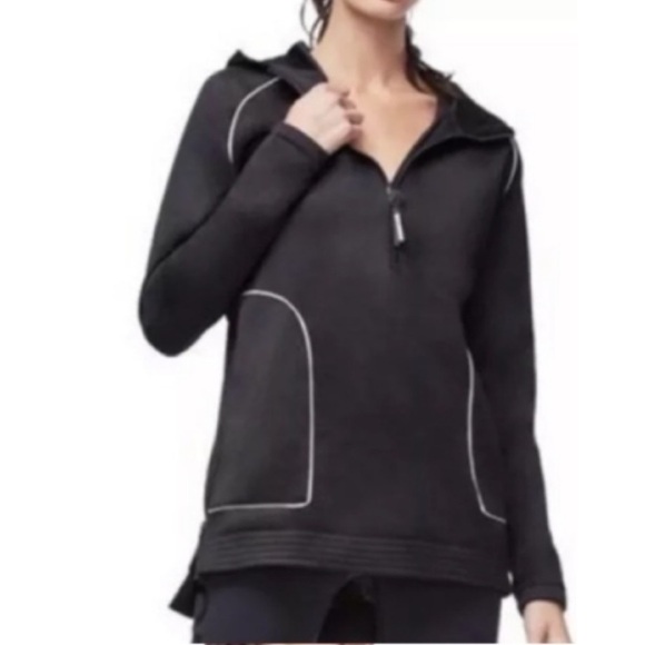 Good American Tops - Good American Black Boyfriend Tunic Half Zip Athleisure Hoodie